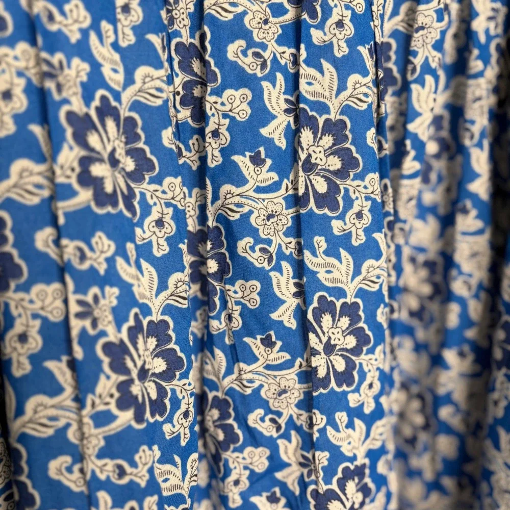J. Crew Cotton Voile Ruffle Trim Shift Dress Blue Floral Pockets 3XL Cottagecore